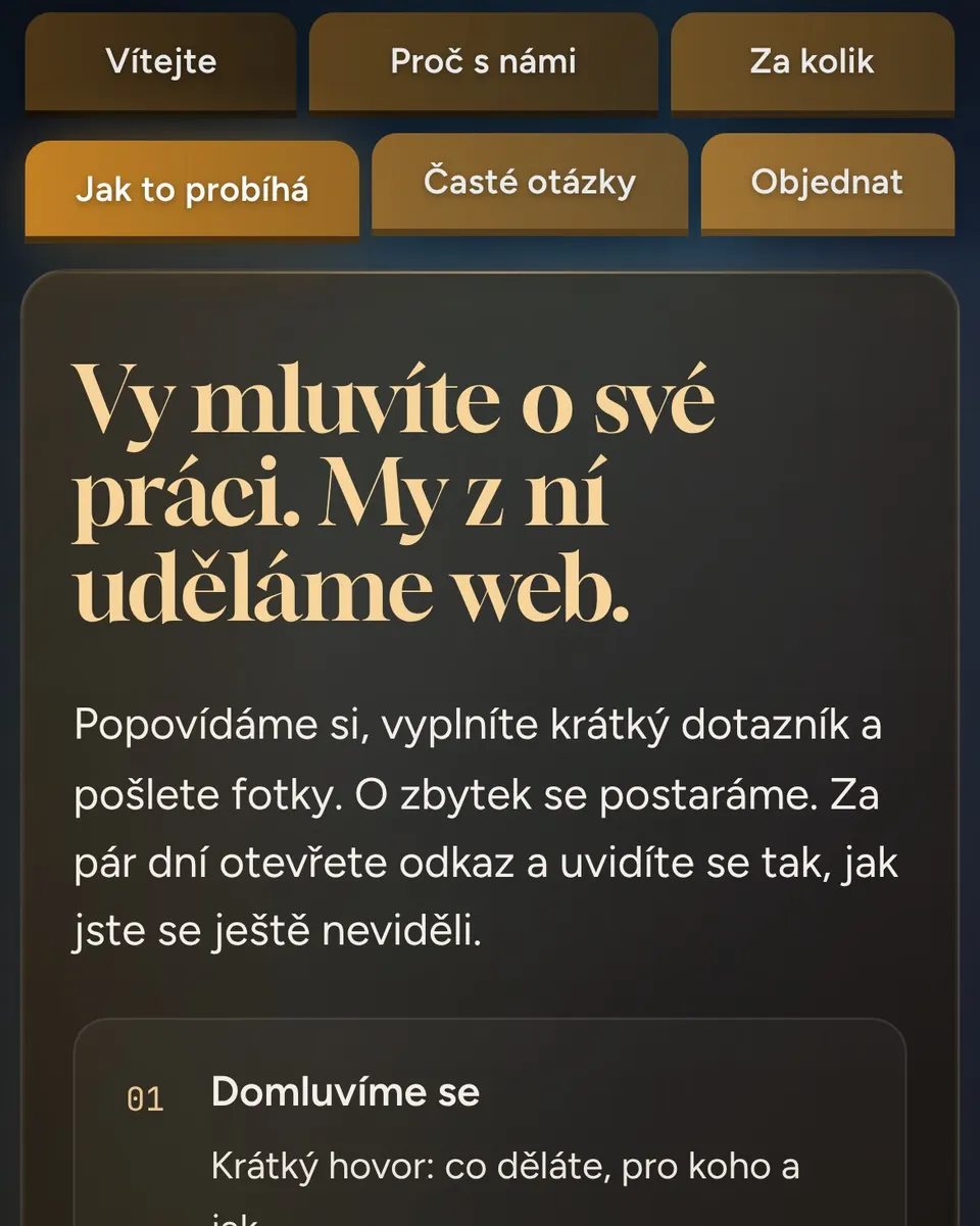 Sample website in the Amber colour profile