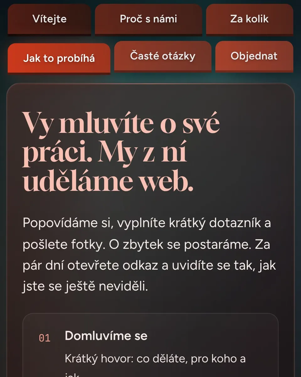 Sample website in the Coral colour profile