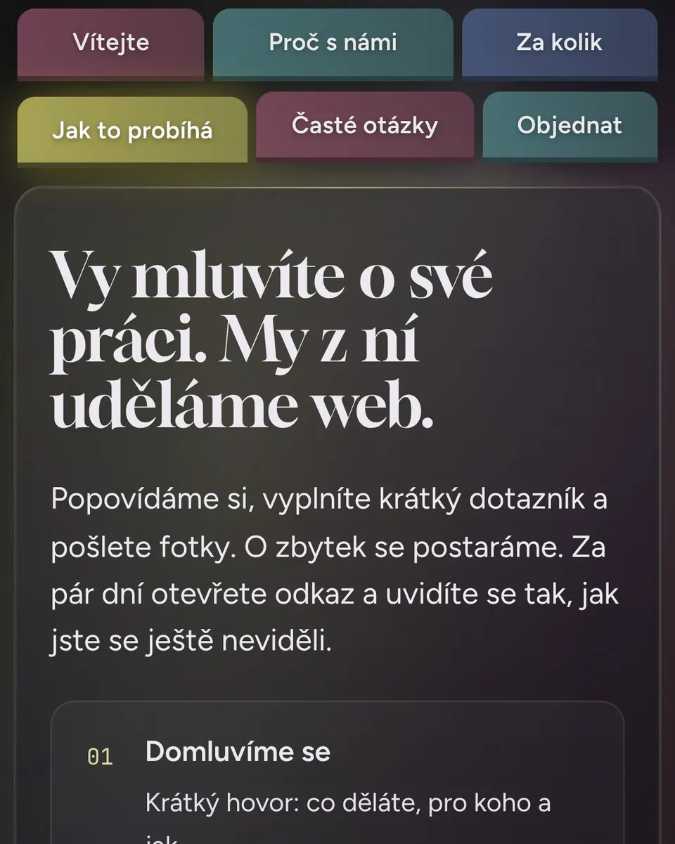 Sample website in the Pastel colour profile