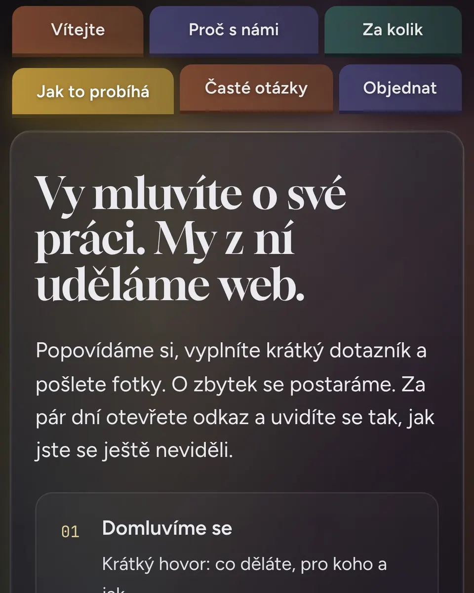 Sample website in the Dusk colour profile