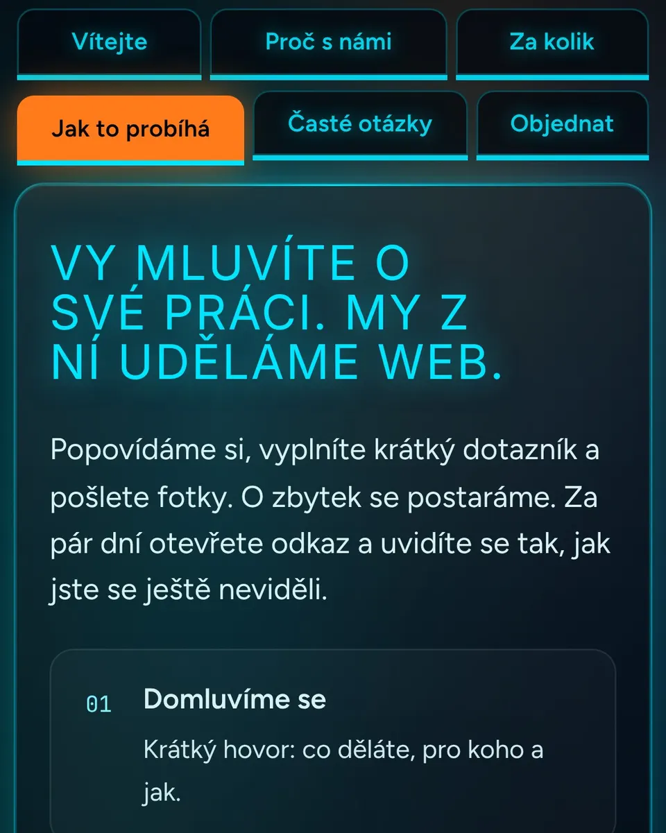 Sample website in the Tron colour profile