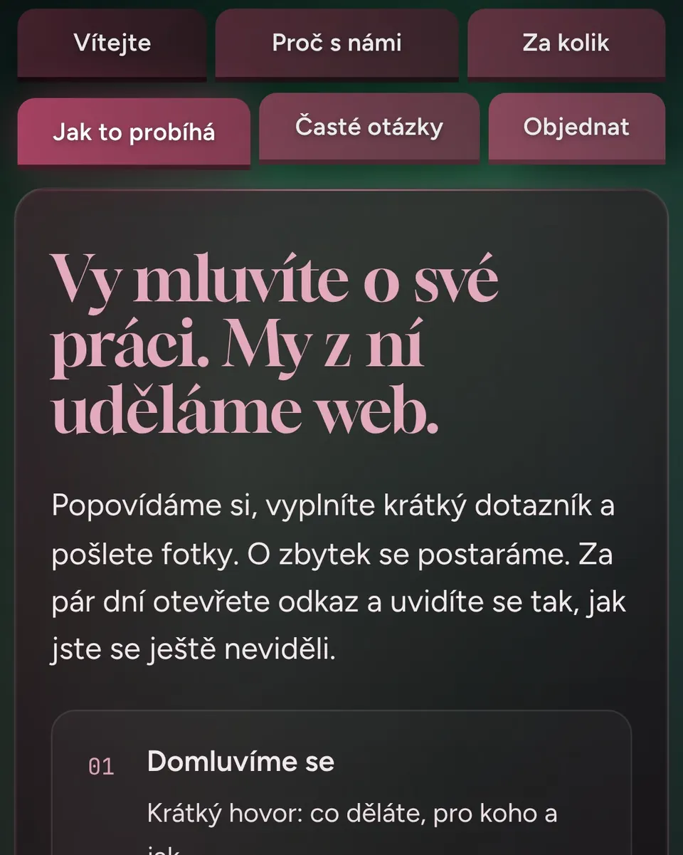 Sample website in the Wine colour profile